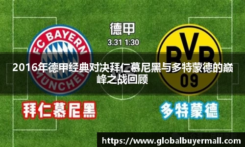 2016年德甲经典对决拜仁慕尼黑与多特蒙德的巅峰之战回顾